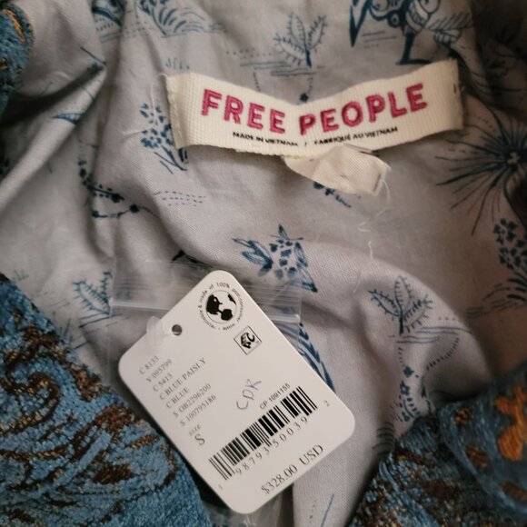 Free People Micah Duster Coat Womens S Boho Chic Tapestry Vintage Old World - Picture 5 of 10